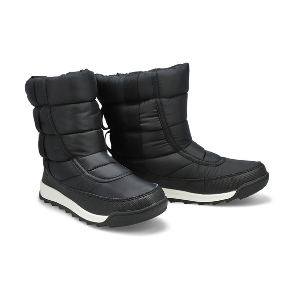 Sorel junior size 5 puffer black/ white winter boots - Picture 1 of 7